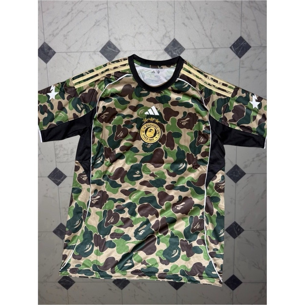 Adidas x Bape Camo Soccer Jersey Green Brown NWT Size M